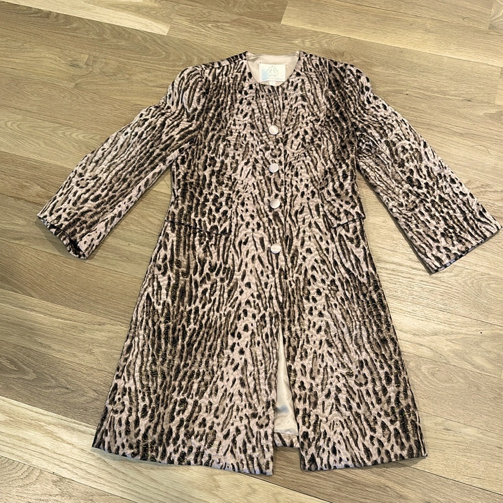 Rebecca Taylor size 6 lightweight mid length leopard coat